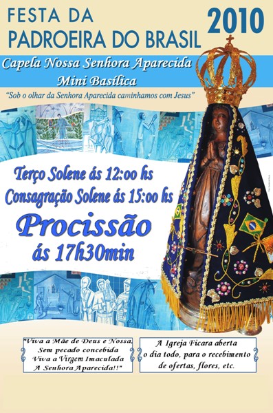 MINI BASÍLICA TEM PROGRAMAÇÃO PARA O DIA DE N. SRA. APARECIDA