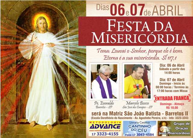 Grupo de Oração promove Festa da Misericórdia no final de semana em Barretos