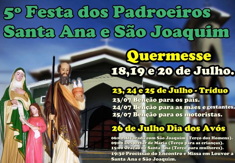 Paróquia Santa Ana e São Joaquim prepara 5ª Festa dos Padroeiros