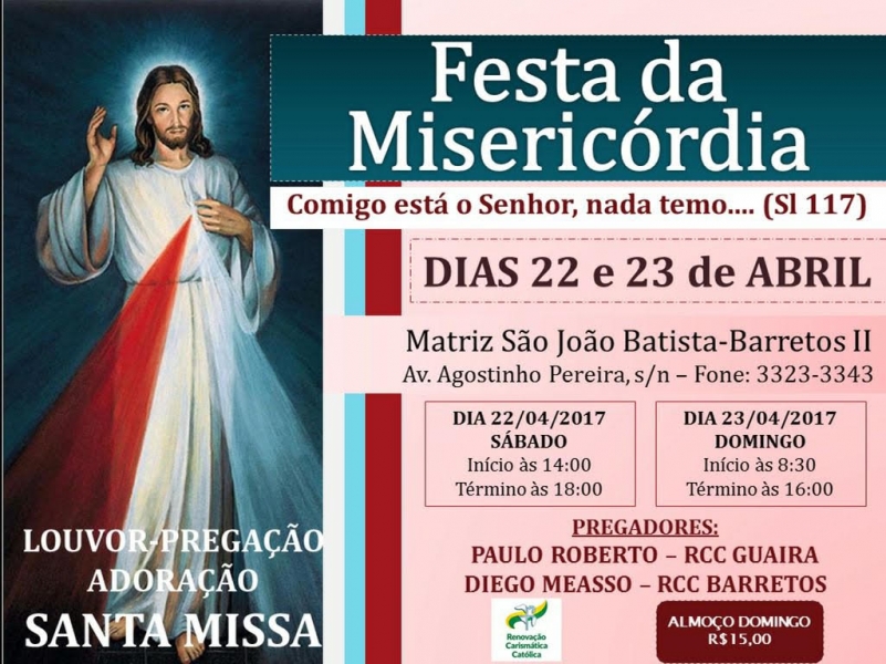 RCC promove a Festa da Misericórdia em Barretos neste final de semana