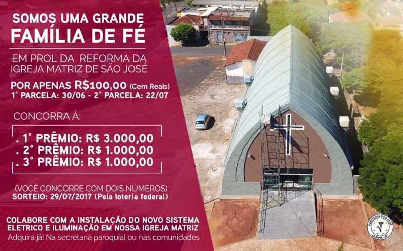 Paróquia São José de Olímpia lança campanha para instalação de novo sistema elétrico e de iluminação na igreja matriz