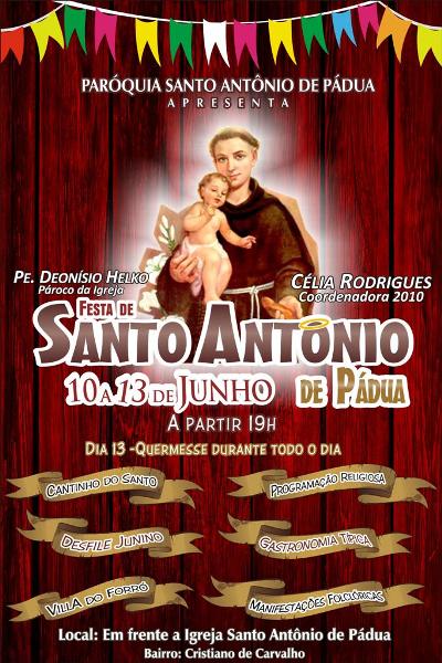 PARÓQUIA SANTO ANTÔNIO DE BARRETOS DIVULGA PROGRAMAÇÃO DE FESTIVIDADE AO PADROEIRO